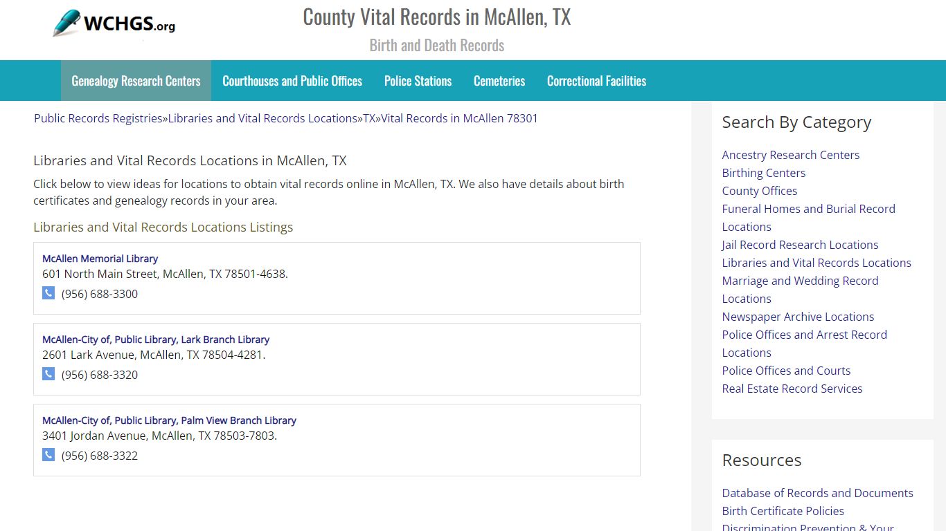 County Vital Records in McAllen, TX - Birth and Death Records